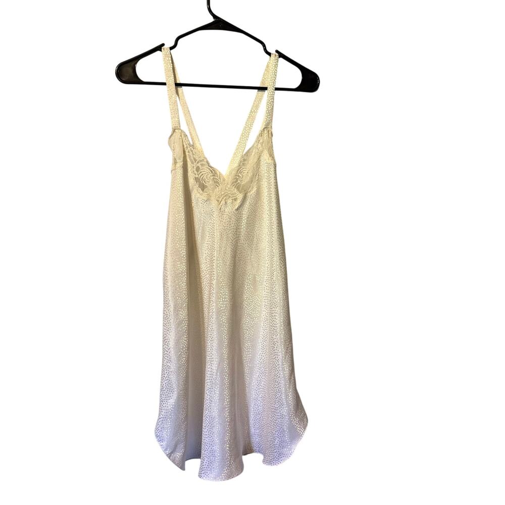 Fantasies Morgan Taylor Slip Dress Women’s Size L White Bridal Bow Lace Vintage